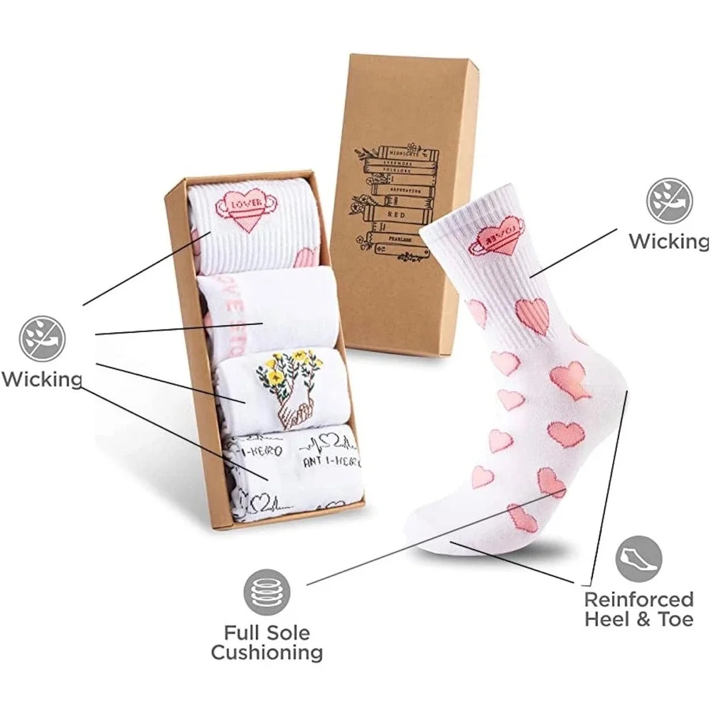 NWT Taylor Swift Album Inspired Soft Cotton Crew Socks Gift Set 4 Pair Womens